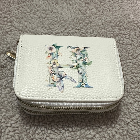 None Handbags - White Floral Initial Wallet